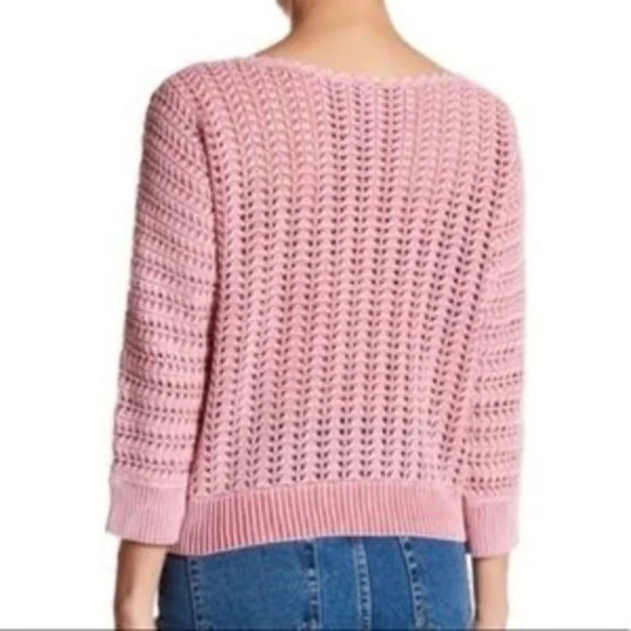 Free People Pink Boomerang Crochet Sweater XS - Picture 3 of 4